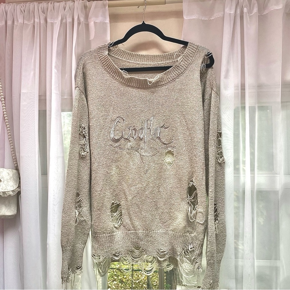 Wooha Girls Grunge Distressed Sweater Small